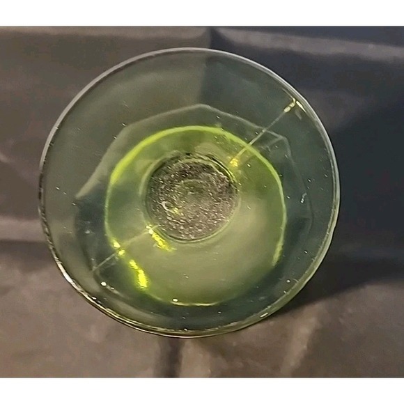Colony Nouveau Green Glass Goblet 1970's Footed - Picture 4 of 5